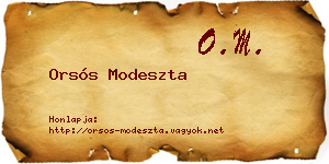Orsós Modeszta névjegykártya